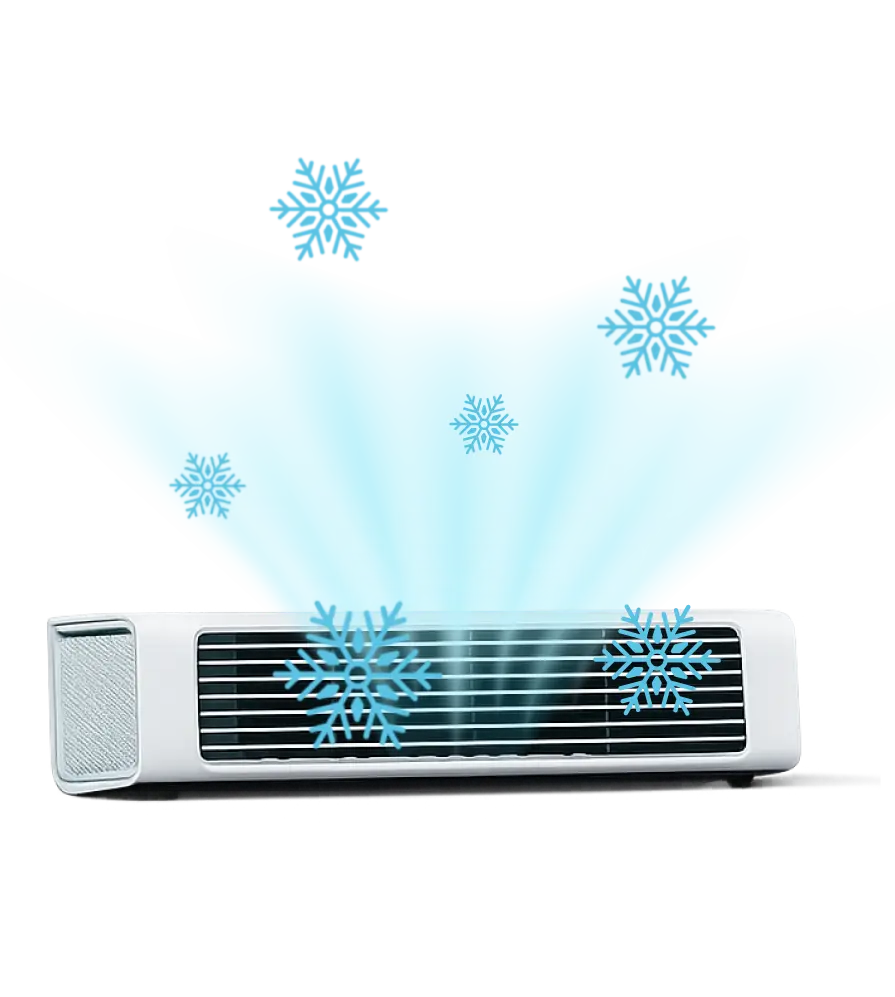 Qinux BreezaMax Produkt mit sichtbarer Kühlleistung
